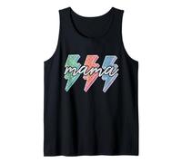 Mama Retro Checkered Lightning Bolt Colorful 70s Art Tank Top