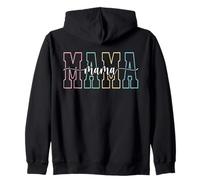 Mama Retro Pastel Varsity Outline Lettering Mother’s Day Zip Hoodie