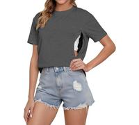 Mama Shirt Nursing Shirts for Breastfeeding Zip Maternity Tshirts Causal Mom Graphic Tees Mothers Gift Tops, A-deep Grey, XXL