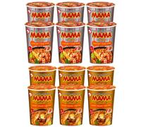 MAMA Spicy Asian Flavour Bundle 12 x 70g - Thai Instant Noodle Variety Pack - 6 Shrimp Tom Yum & 6 Creamy Shrimp Tom Yum - Spicy Asian Noodles Grocery King