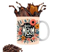 Mama-Tassen Für Frauen - Keramiktasse Coffee Assen - Espressotasse "Best Mom Ever", 350 ml Blumen-Trinkbecher, Lustige Tasse, Muttertagsdekoration, Strumpffüller | Muttertagstasse