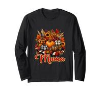 Mama Thanksgiving Colorful Leopard Pumpkin Fall Flowers Long Sleeve T-Shirt