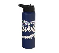 Mama Wolf Five Kids Mother's Day Floral Wolf Mother Stainless Steel Insulated Water Bottle