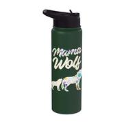 Mama Wolf Floral Wolf Mother with Cub for Wolf Mother's Day Stainless Steel Insulated Water Bottle