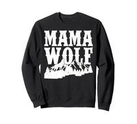 Mama Wolf Howling Silhouette Mountain Pine Trees Design Sweatshirt