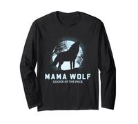 Mama Wolf Leader of the Pack Full Moon Graphic Long Sleeve T-Shirt