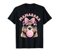 Mamabara Capybara Mama with Sunglasses and Bubblegum Women T-Shirt