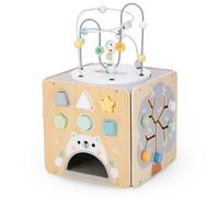 mamabrum, Large Wooden Activity Cube with Loop, Motor Loop, Shape Sorter, Maze, Perfect Size, Good Weight and High Quality Workmanship, Ideal Motor Skills Cube for Your Baby