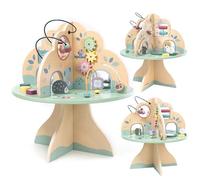 Mamabrum Wooden Activity Table - Multifunctional Tree Cube, 4 Play Zones with Baby Shape Sorter, Abacus, Motor Loop, Clock and Gears, Learning Colours and Numbers, For Toddlers 12+ Months