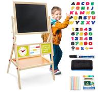 Mamabrum, Wooden Play Board, Double-Sided Children's Board, Magnetic and Chalk, Double-Sided Drawing Board, Children's, Play with Storage Shelf and Accessories, W12103C