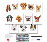 MAMACHU 12 Pcs Mini Diamond Art Kits, 5D DIY Diamond Painting Kits Corgi Golden Retriever French Bulldog Poodle Chihuahua, Small Diamond Art Kits for Beginners, 5.91x7.09in, Frame Not Included