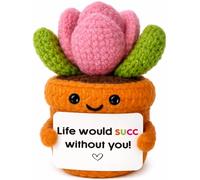 MAMAGIFTREE Handmade Crochet Succulent Plush: Life Would SUCC Without You Cute Inspirational Gift - for Best Friends, Plant Lovers, Family, Coworkers, Graduates & Anyone Who Deserves Joy