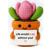 MAMAGIFTREE Handmade Crochet Succulent Plush: Life Would SUCC Without You Cute Inspirational Gift - for Best Friends, Plant Lovers, Family, Coworkers, Graduates & Anyone Who Deserves Joy