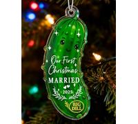 MAMAGIFTREE Our First Christmas Married Ornament 2025 - Funny Pickle Big Dill Glass Keepsake, Unique Wedding Gifts for Couples, Newlyweds, Mr and Mrs