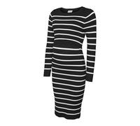 MAMALICIOUS Women's Mlnewsiv June Ls UK Knit Dress 2f A Noos, Black/Stripes: Snow White, S