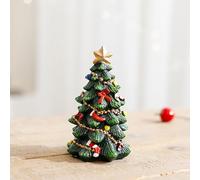 MAMAM 3.5 Inch Resin Tabletop Christmas Tree - Perfect for Office, Home or Gift - Adorable Mini Pine Tree with Figurines Cute Christmas Decoration (3.94in)