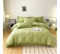 MAMAM 4pcs 100% Cotton Bedding Duvet Cover Set 800 Thread,Reversible Solid Color Quilt Cover,Microfiber Comforter Full Size With Button Closure & Zipper Closure(Green B,Twin)