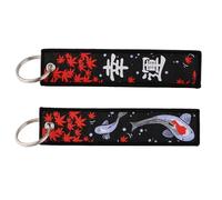 Mamarmot 2 Pack Japanese Embroidery Key Fobs Backpack Key Tags Motorcycles Keychain Keyrings Accessories Gift, Black, S