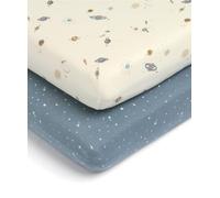 Mamas & Papas 2 Pack Cot/Bed Fitted Sheets, Planet/Blue Star (142x70x19cm)