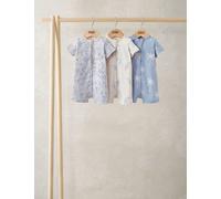 Mamas & Papas 3 Pack Pure Cotton Toucan Zip Rompers (0-18 Months) Multi