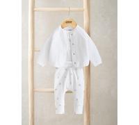 Mamas & Papas 3 Piece Quilted Jacket Bodysuit & Bottoms Outfit (6½lbs-6 Mths) White