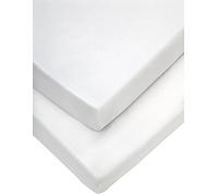 Mamas & Papas Classic Travel Cot Fitted Sheets (65 x 95 cm, White, Pack of 2), Nursery Bedding