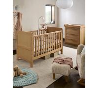 Mamas & Papas Esna 2 Piece Cot Bed & Dresser Set - Rattan/Oak