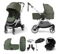 Mamas & Papas Flip XT2 Travel System with Carrycot , Safe Fit i-Size Car Seat, ISOFIX Base & Footmuff - Juniper