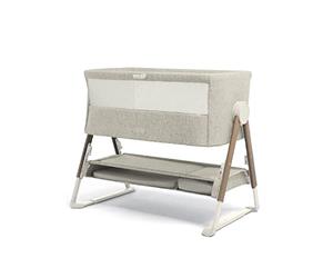 Mamas & Papas Lua Bedside Crib, Removable Bassinet, Drop-down Sides, includes Mattress, 0-6 Months, Beige