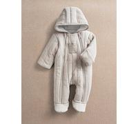 Mamas & Papas Pure Cotton Quilted Hooded Pramsuit (0-12 Mths) Oatmeal