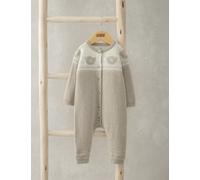 Mamas & Papas Pure Cotton Teddy Bear Fair Isle Knitted Romper (0-12 Mths) Beige