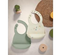 Mamas & Papas Silicone Bibs (2 Pack) - Dino Teal