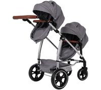HTI Twin Elite Pushchair | Pushchair With 9 Modes | Double Dolls Pram with Adjustable Height Handle And Multiple Seat Options | Children's Pram Toy & Accessories | 3+, 86*44.5*89 cm