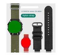 MAMA'S PEARL 16mm Fit For Casio Ga900 Ga700 GA-110 GA-100 GA-120 Breathable Watch Strap For G-SHOCK Nylon Watchband Stainless Steel Buckle Bracelet(Army Green silver)