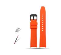 MAMA'S PEARL 20mm 22mm Curved End Rubber Watchband Fit For Casio Fit For Swordfish Fit For Seiko Fit For Tissot Fit For Omega Waterproof Silicone Sport Watch Band Bracelet Strap(Orange-black A,20mm)