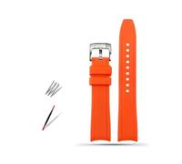 MAMA'S PEARL 20mm 22mm Curved End Rubber Watchband Fit For Casio Fit For Swordfish Fit For Seiko Fit For Tissot Fit For Omega Waterproof Silicone Sport Watch Band Bracelet Strap(Orange-silver A,20mm)