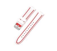 MAMA'S PEARL 20mm Silicone Watch Band Fit For Omega X Fit For Swatch For Joint For MoonSwatch Strap Men Women Double Color Sport Quick Release Wrist Bracelet(White red)