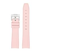 MAMA'S PEARL Cerved Lug End Woven Band Fit For Omega X Fit For Swatch Fit For MoonSwatch It For Rolex Fit For Submariner Watch Strap Soft Rubber Silicone Man Women’s Bracelet(Pink)