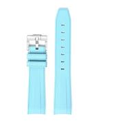 MAMA'S PEARL Cerved Lug End Woven Band Fit For Omega X Fit For Swatch Fit For MoonSwatch It For Rolex Fit For Submariner Watch Strap Soft Rubber Silicone Man Women’s Bracelet(Light Blue)