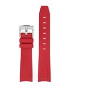 MAMA'S PEARL Cerved Lug End Woven Band Fit For Omega X Fit For Swatch Fit For MoonSwatch It For Rolex Fit For Submariner Watch Strap Soft Rubber Silicone Man Women’s Bracelet(Red)