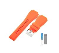 MAMA'S PEARL Fit For Bell Ross BR01 BR03 Black Square Watch Aviation Series Convex Interface Waterproof Breathable Silicone Watch Strap 24mm(Orange-ST-K3,24mm)