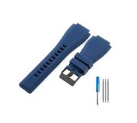 MAMA'S PEARL Fit For Bell Ross BR01 BR03 Black Square Watch Aviation Series Convex Interface Waterproof Breathable Silicone Watch Strap 24mm(Blue-BK-K3,22mm)