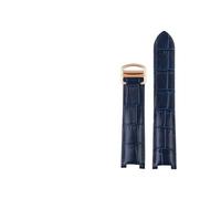 MAMA'S PEARL Fit For Cartier Fit For PASHA Watch Strap Notch Leather Men Women Watch Band 21x15m 20x12mm 18x10mm Wristband Accessories(Blue-rose gold,18.10mm)