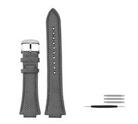 MAMA'S PEARL Fit For Casio Edifice Watch Strap EFB-680 ECB-10PB/DP/YD/HR GST-B400 26x14mm 26x12mm Convex Men's Nylon Leather WatchBand(Grey silver Pin,26.12mm)