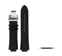 MAMA'S PEARL Fit For Casio Edifice Watch Strap EFB-680 ECB-10PB/DP/YD/HR GST-B400 26x14mm 26x12mm Convex Men's Nylon Leather WatchBand(Black Folding,26.14mm)