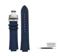 MAMA'S PEARL Fit For Casio Edifice Watch Strap EFB-680 ECB-10PB/DP/YD/HR GST-B400 26x14mm 26x12mm Convex Men's Nylon Leather WatchBand(Blue Folding,26.12mm)