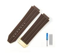 MAMA'S PEARL Fit For Hublot Fit For Yubo Silicone Waterproof Watch Strap Classic Fusion Big Bang Rubber Men's 26 * 19mm 24 * 17mm Accessories(J01-Brown-Golden-Z2,24x17mm)