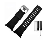 MAMA'S PEARL Fit For SUUNTO CORE Series Watchband Black Rubber Strap Silicone Bracelet With Tools Wristband Men Sports Watch Band(Black-silver)