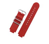 MAMA'S PEARL Fit For TIMEX Fit For Tidal 24 * 16mm Canvas Watchband T2N721 T2N720 TW2T76500 TW2T76300 Waterproof Nylon Canvas Men's Watch Strap Free Screw(Red-Silver Buckle)