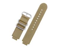 MAMA'S PEARL Fit For TIMEX Fit For Tidal 24 * 16mm Canvas Watchband T2N721 T2N720 TW2T76500 TW2T76300 Waterproof Nylon Canvas Men's Watch Strap Free Screw(Khaki-Silver Buckle)